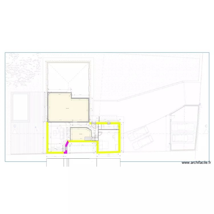 Maison sur fond archi modif salon escalier. Plan de 