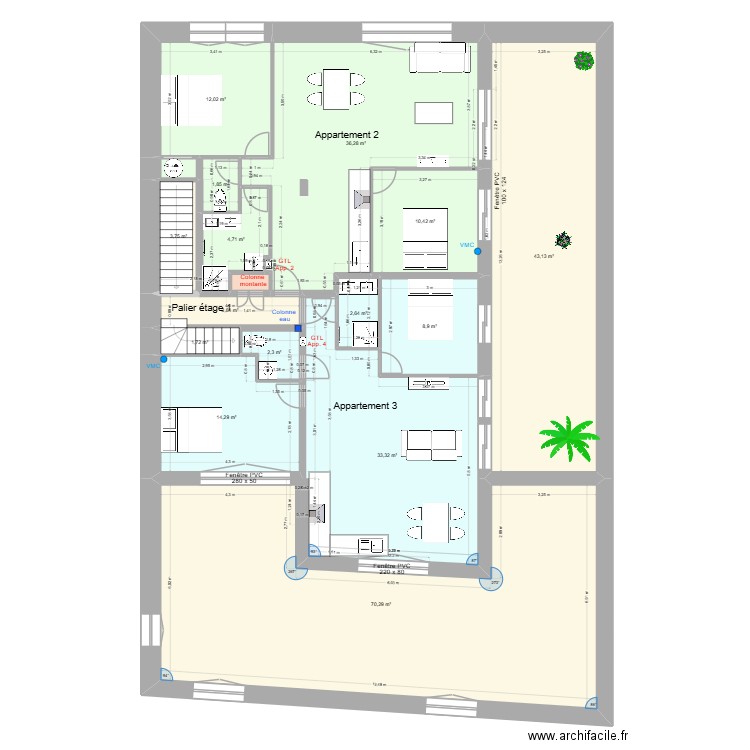 Pasteur Etage 1 d7. Plan de 17 pièces et 251 m2