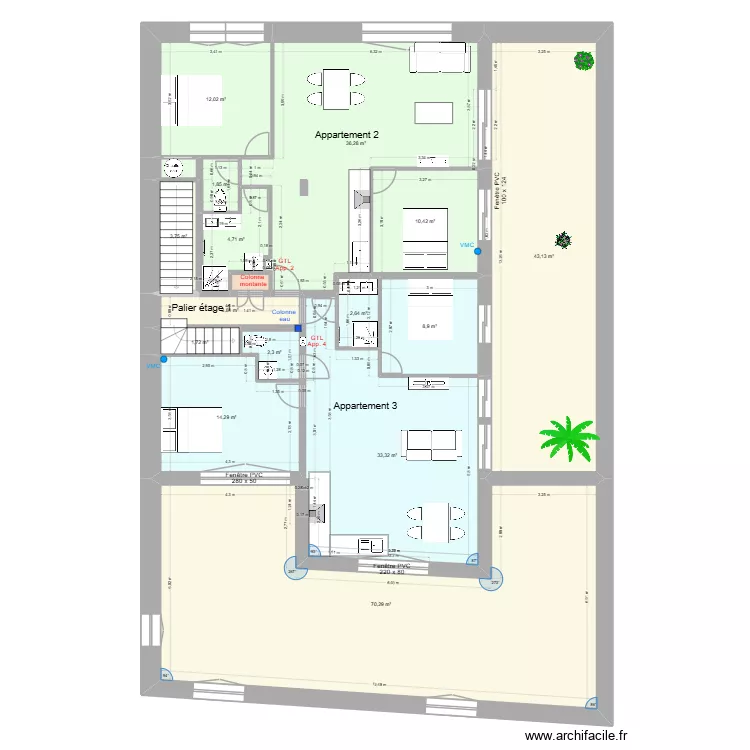 Pasteur Etage 1 d7. Plan de 17 pièces et 251 m²