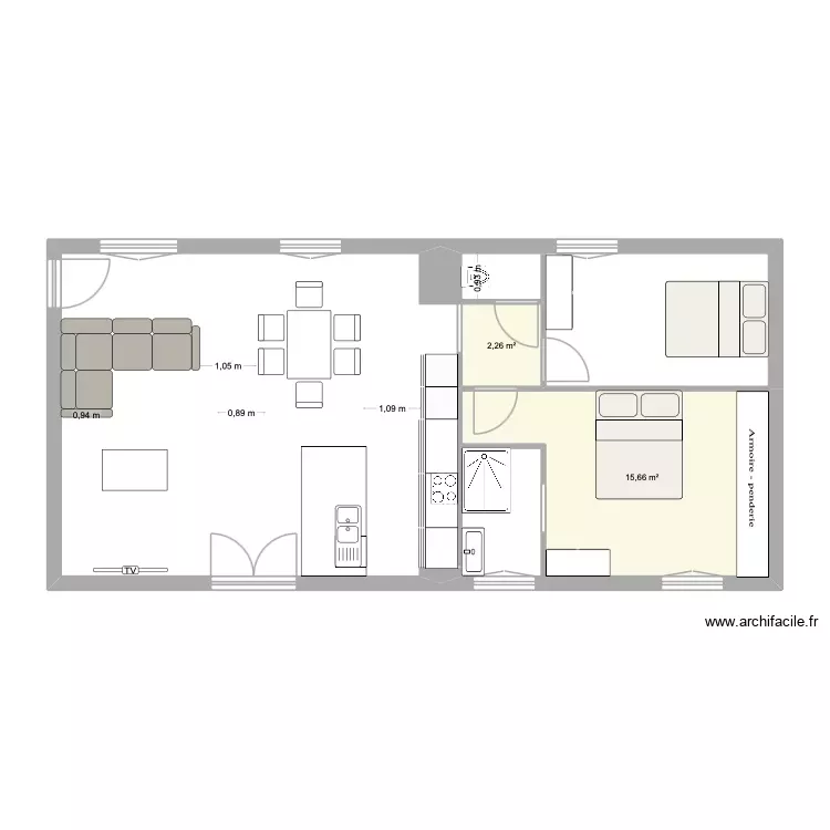 jc2. Plan de 2 Pièces et 18 m²