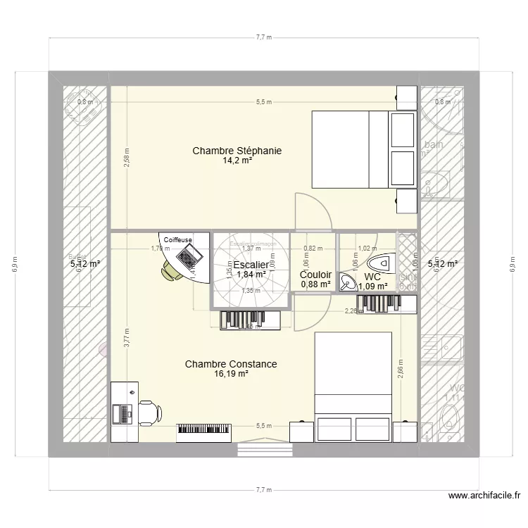 Gisors apr&egrave;s travaux. Plan de 13  et 89 m²