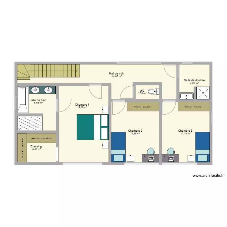 Lot 5 Etage. Plan de 8  et 68 m²