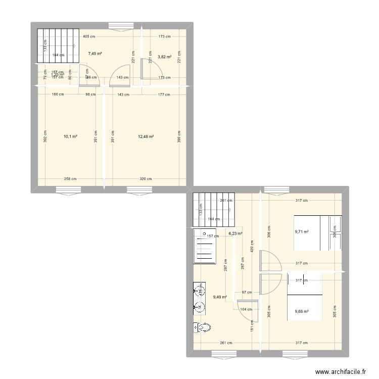 maison la marne étage. Plan de 9 pièces et 70 m2