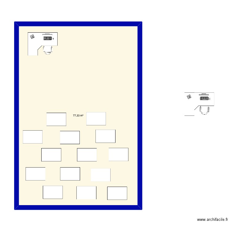 etude. Plan de 1 pièce et 77 m2