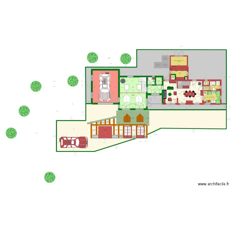 PLAN GARAGE AVEC SALON RDC ET ATELIER ETAGE 7. Plan de 38 pièces et 360 m2