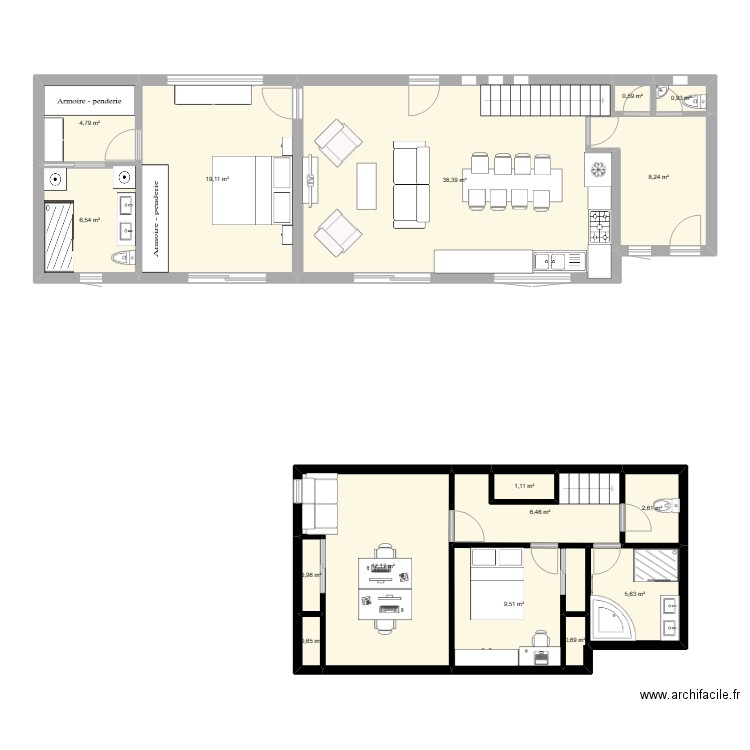 maison sans extension. Plan de 16 pièces et 123 m2