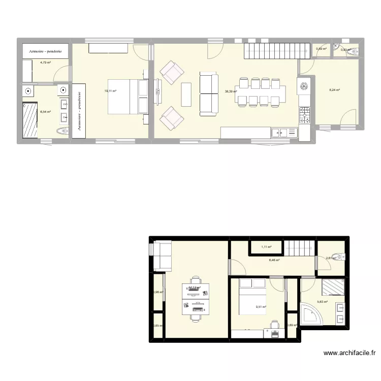 maison sans extension. Plan de 