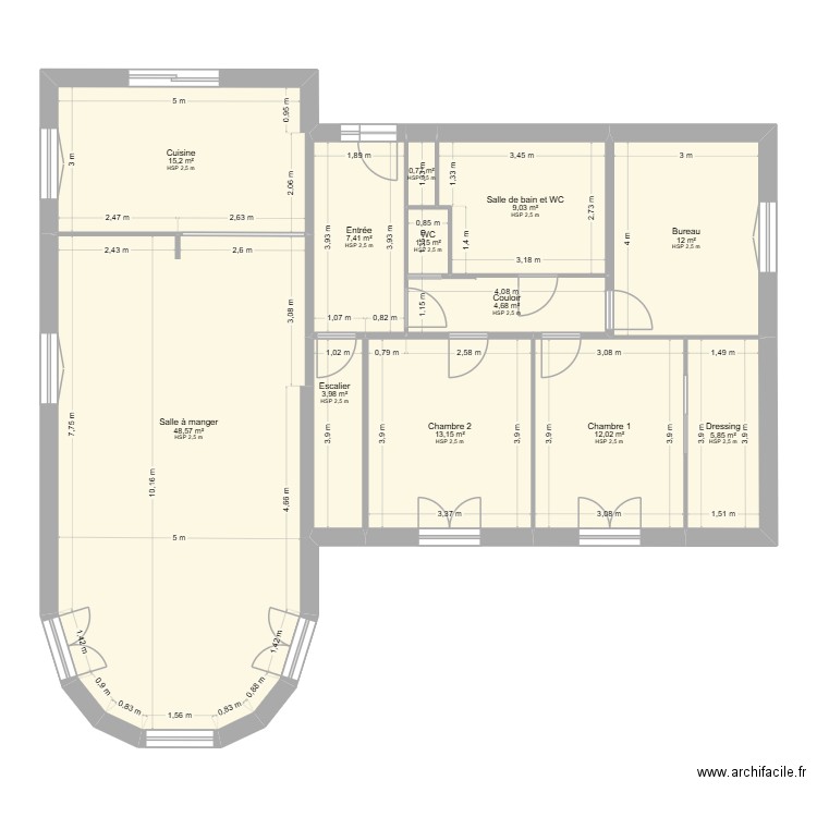 PLAN  MAISON GALLINEAU RDC. Plan de 12 pièces et 134 m2