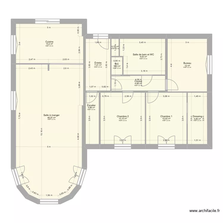 PLAN  MAISON GALLINEAU RDC. Plan de 12 pièces et 134 m²