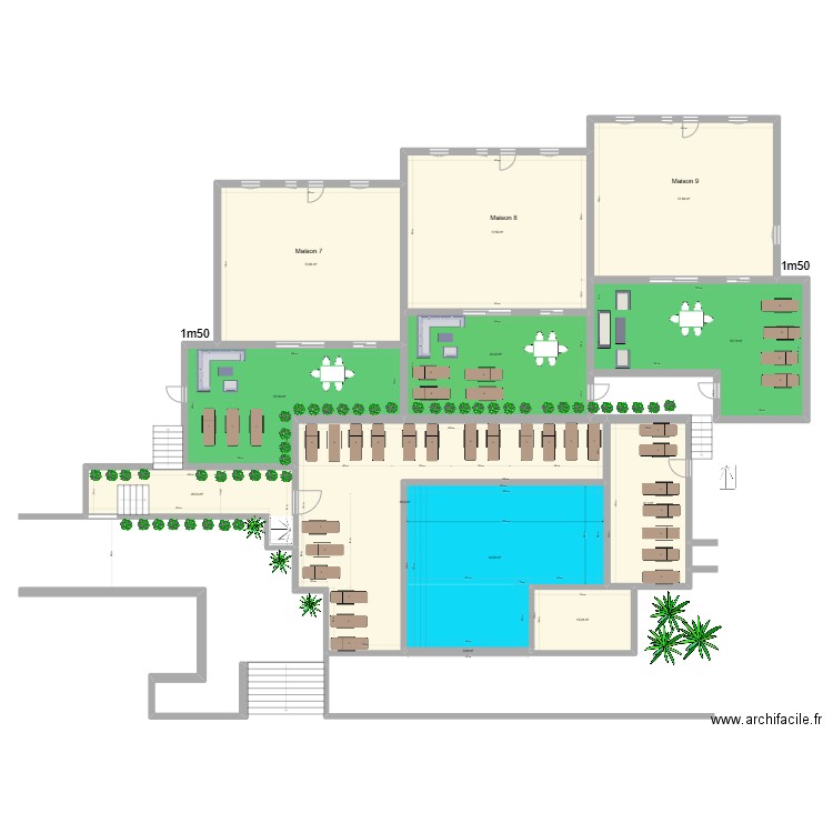 contour piscine et piscinr. Plan de 10 pièces et 579 m2