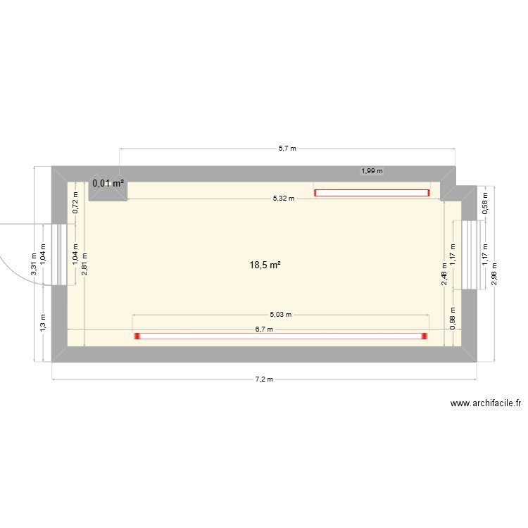 Bureau Kolaca. Plan de 2 pièces et 19 m2