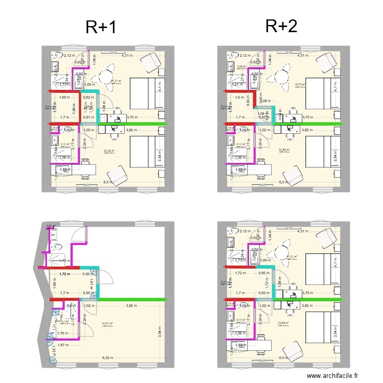 essai alfred. Plan de 20 pièces et 173 m2