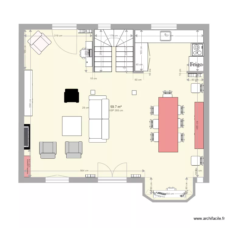 Iquique- Salon. Plan de 1  et 60 m²