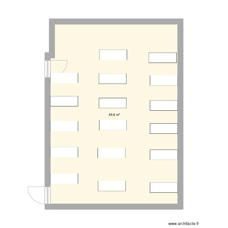 Classe. Plan de 1 pièce et 50 m2