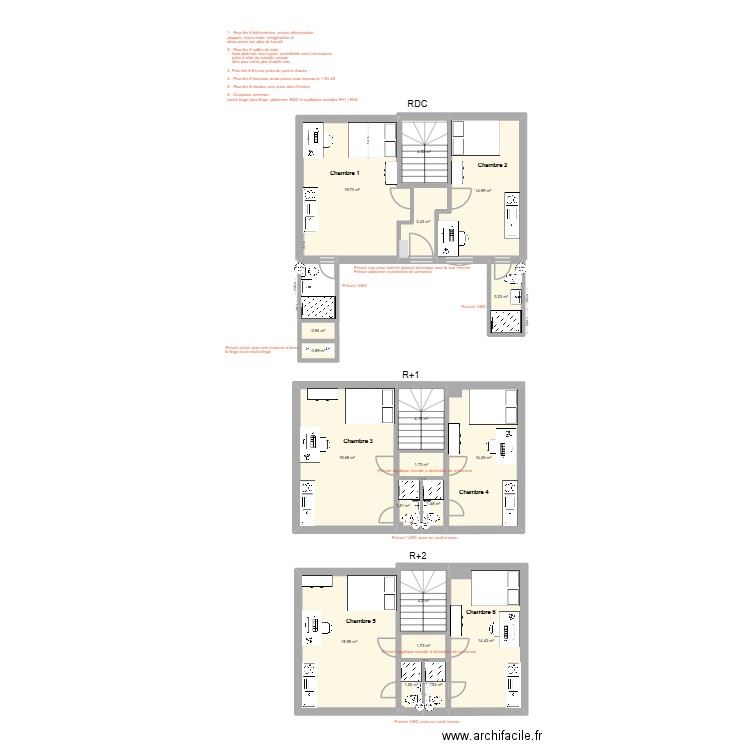 Plan_electriciteV3. Plan de 19 pièces et 133 m2