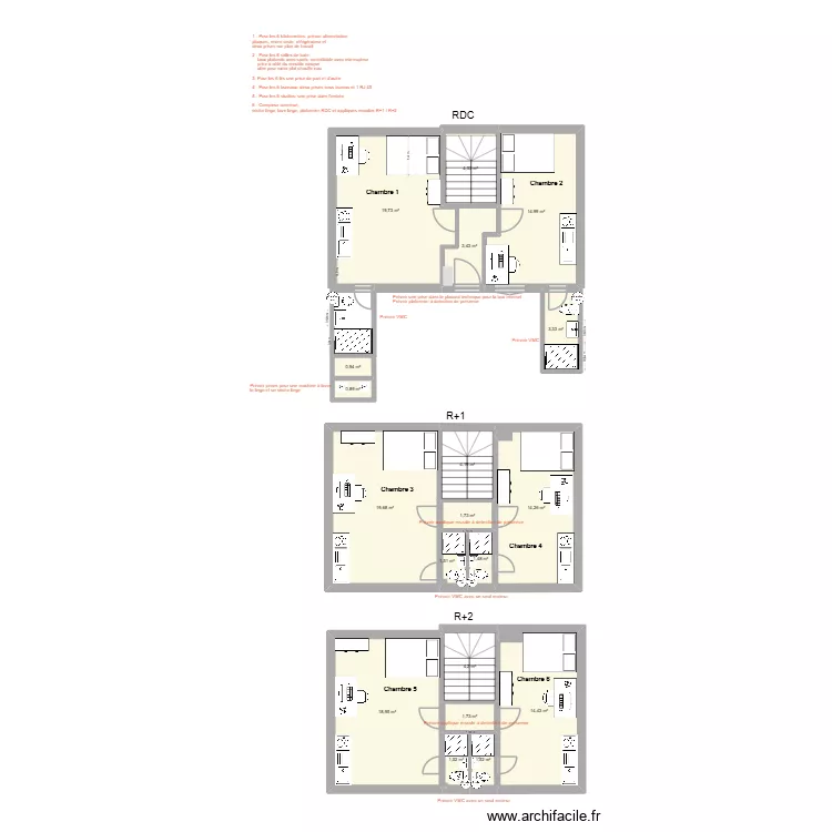 Plan_electriciteV3. Plan de 19 pièces et 133 m²