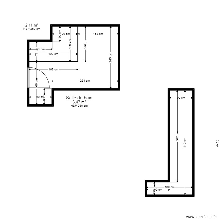 DUBOIS. Plan de 3 pièces et 13 m2