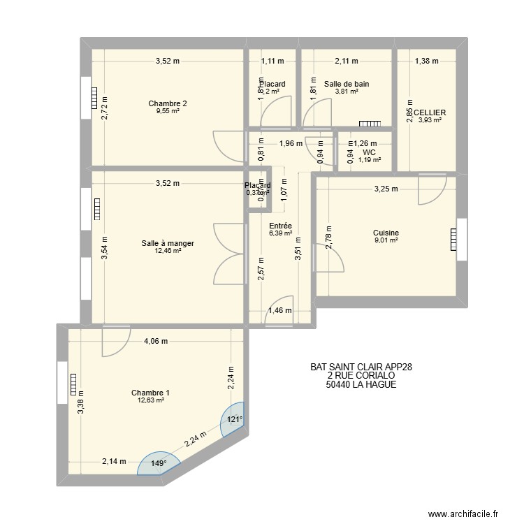 BAT SAINT CLAIR LGT28. Plan de 10 pièces et 61 m2
