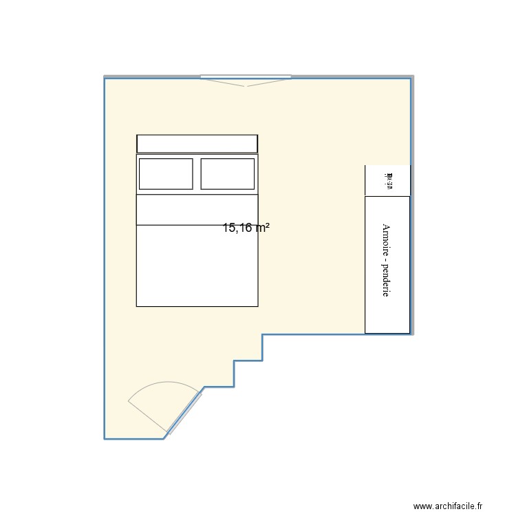 Chambre haut aménagement parents 2. Plan de 1 pièce et 15 m2