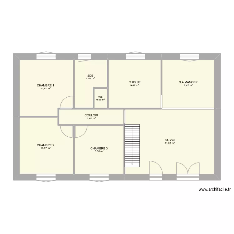 REZ DE CHAUSS&Eacute;. Plan de 9 Pièces et 81 m²