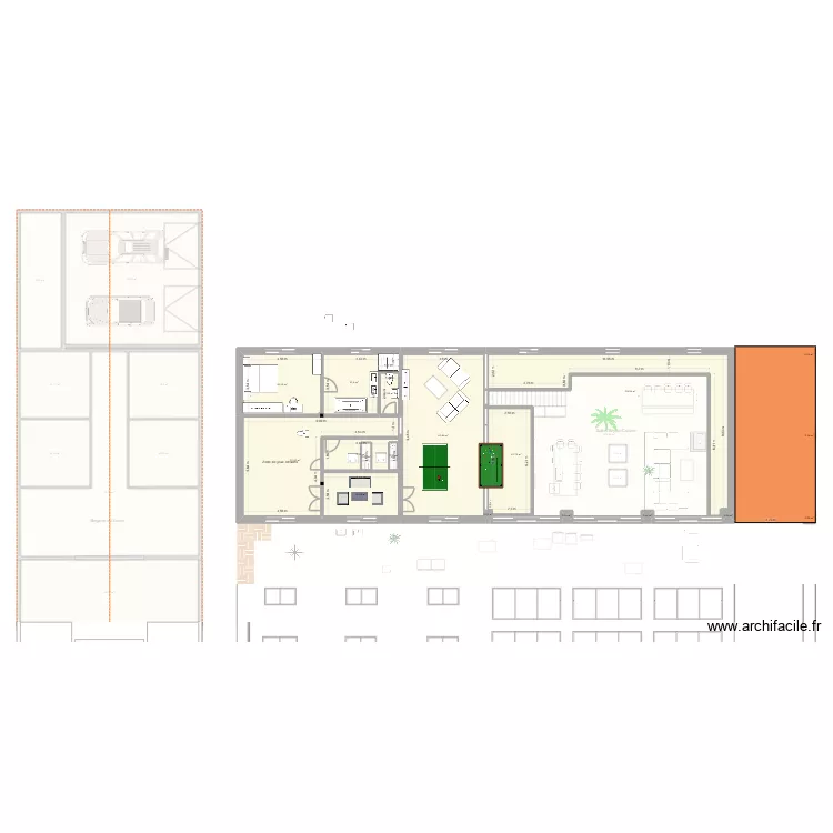 Villa Tarzan 60 Test cuisine. Plan de 74  et 1327 m²
