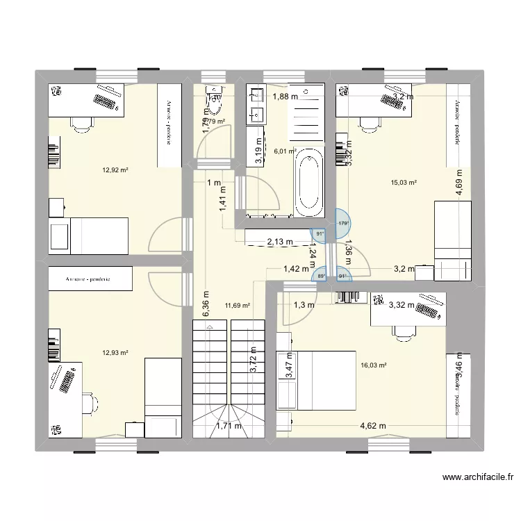 Étage. Plan de 7 et 76 m² Étage. Plan de 7 et 76 m²
