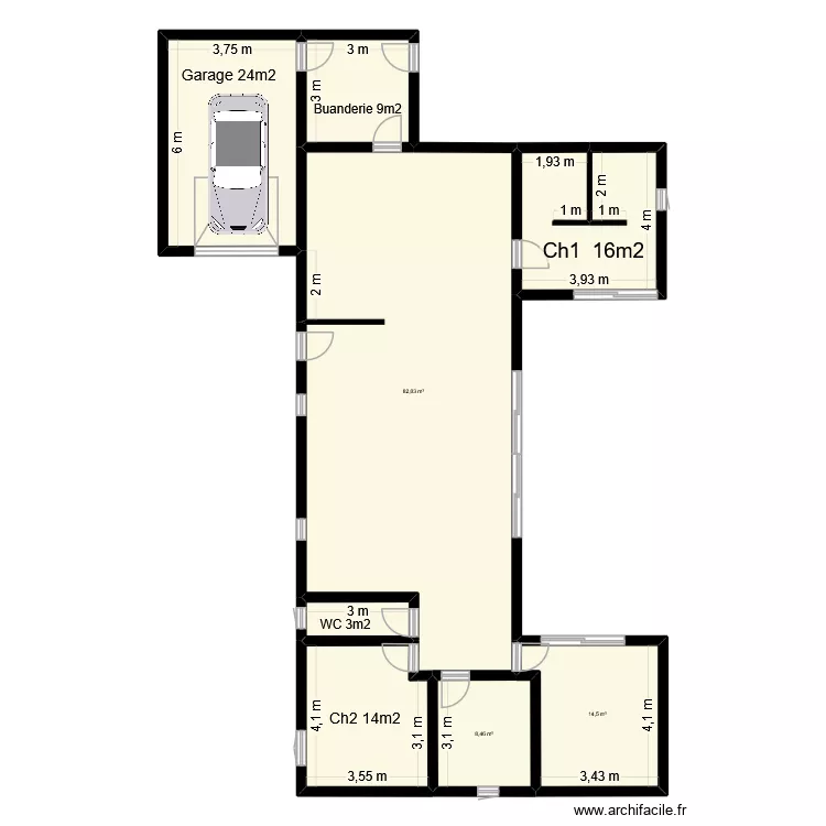 maison cote. Plan de 8  et 169 m²
