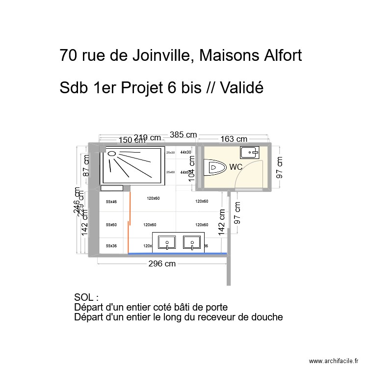 70 Joinville SDB Calpinage sol 1er. Plan de 4 pièces et 8 m2