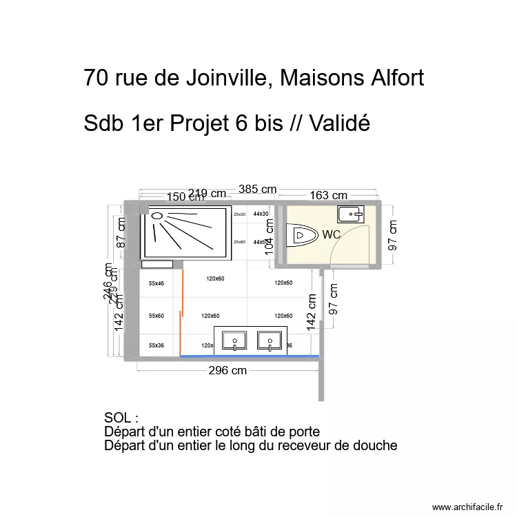 70 Joinville SDB Calpinage sol 1er. Plan de 