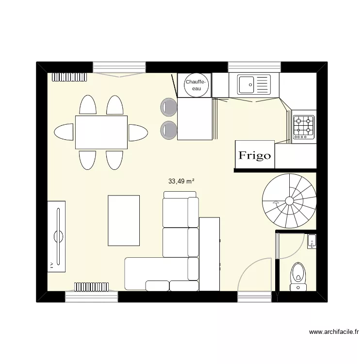 rdc 2. Plan de 1 pièce et 33 m² rdc 2. Plan de 1 pièce et 33 m²