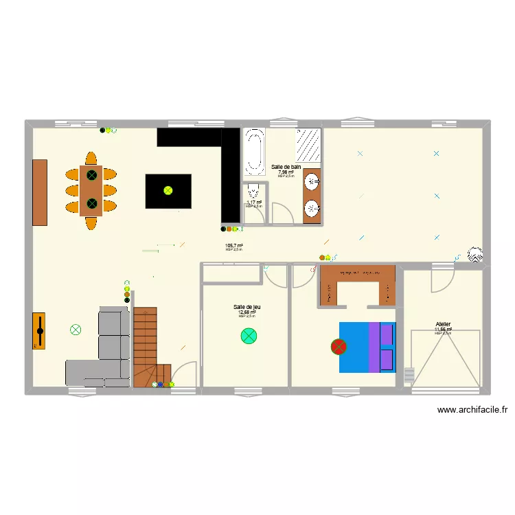 Implantation Elec. Plan de 12 pièces et 278 m²