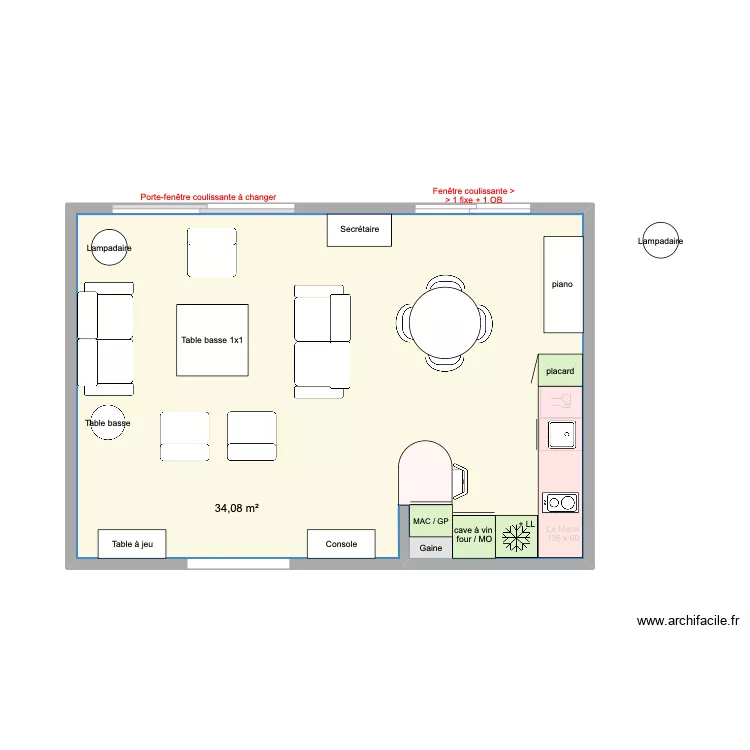 Cuisine arclinea 75+90. Plan de 