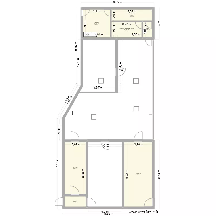 LPB Suarl&eacute;e. Plan de 7  et 78 m²