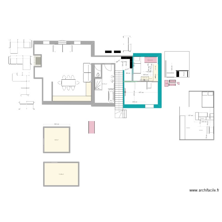 1er étage. Plan de 3 pièces et 31 m2