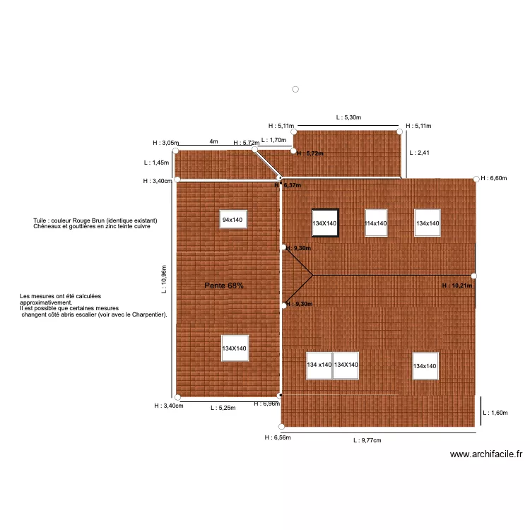 plan toiture. Plan de 
