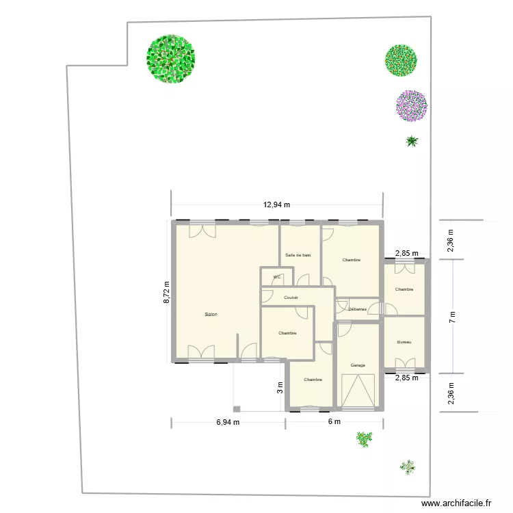 Plan de masse projet maison Velaux - 11 juin 2025. Plan de 