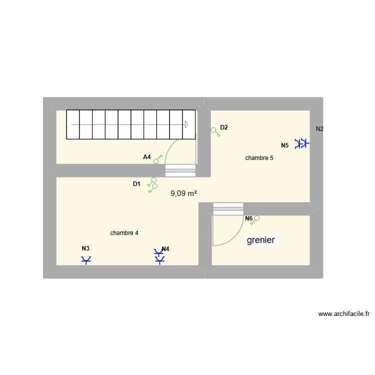 elc grenier spl. Plan de 3 Pièces et 14 m²