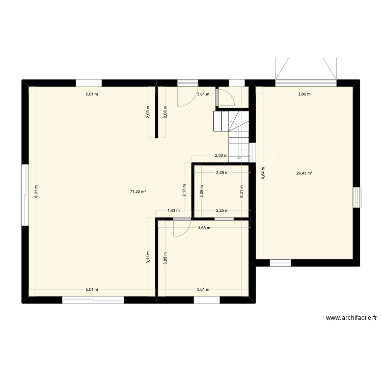 polignac. Plan de 2 pièces et 98 m2