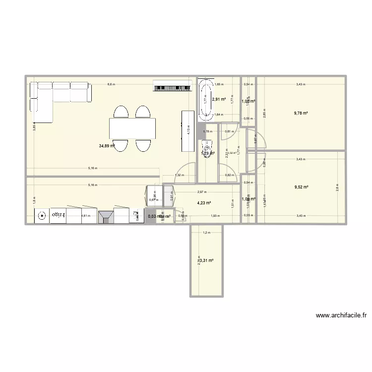 MARION 3. Plan de 14  et 72 m²