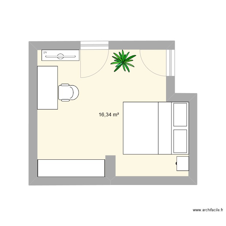 chambramis. Plan de 1 pièce et 16 m2