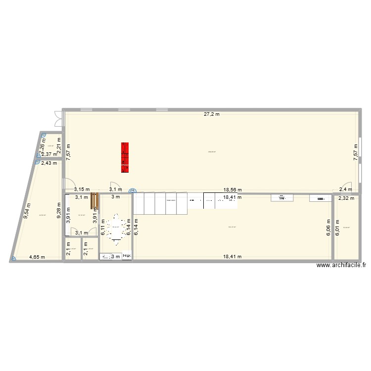 lockers. Plan de 9 pièces et 407 m2