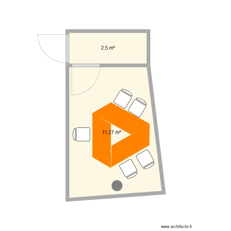 Studio 2 Version Google 70pp. Plan de 2 pièces et 14 m2