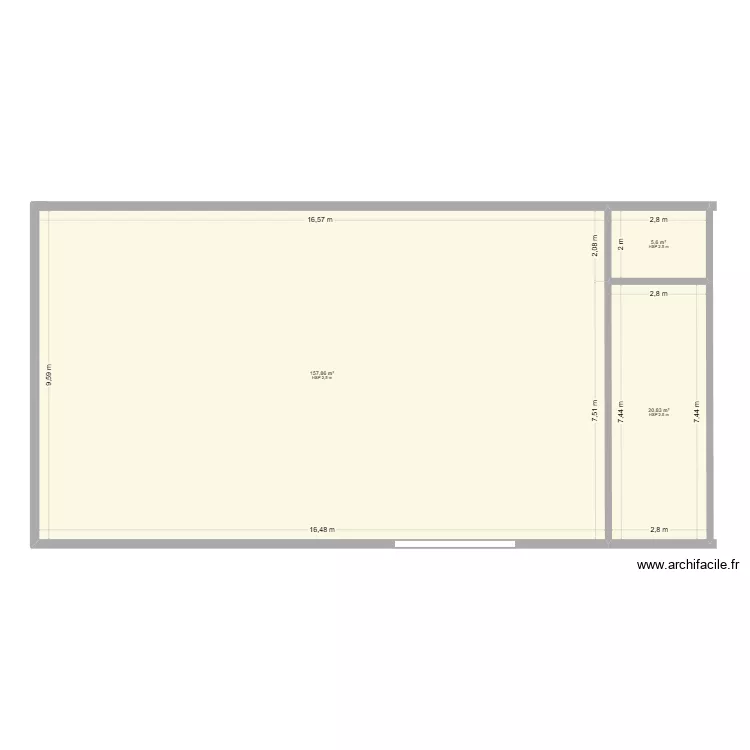 plan local ROUSSON. Plan de 3  et 184 m²