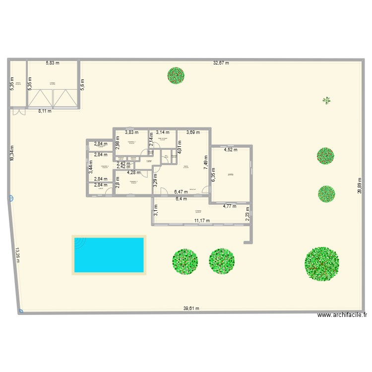 maison. Plan de 18 pièces et 1327 m2