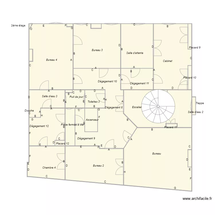 Croquis BESSET 2nd &eacute;tage. Plan de 