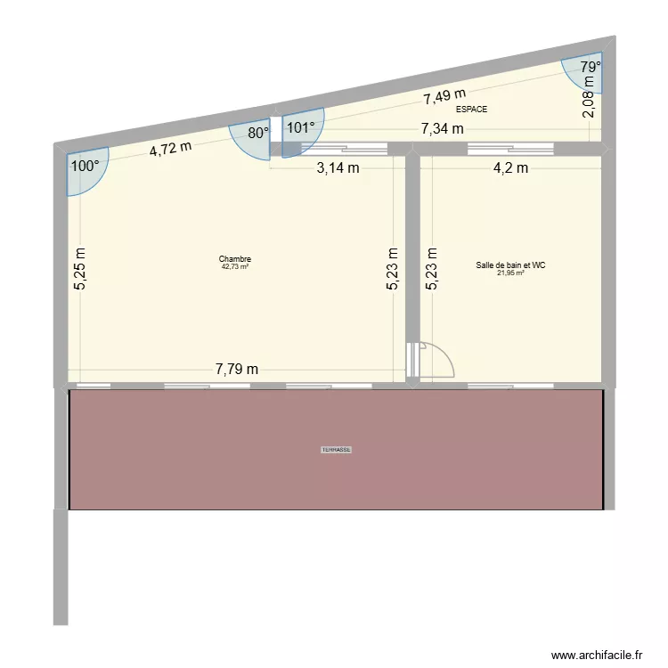 PLAN ETAGE 1. Plan de 3  et 75 m²