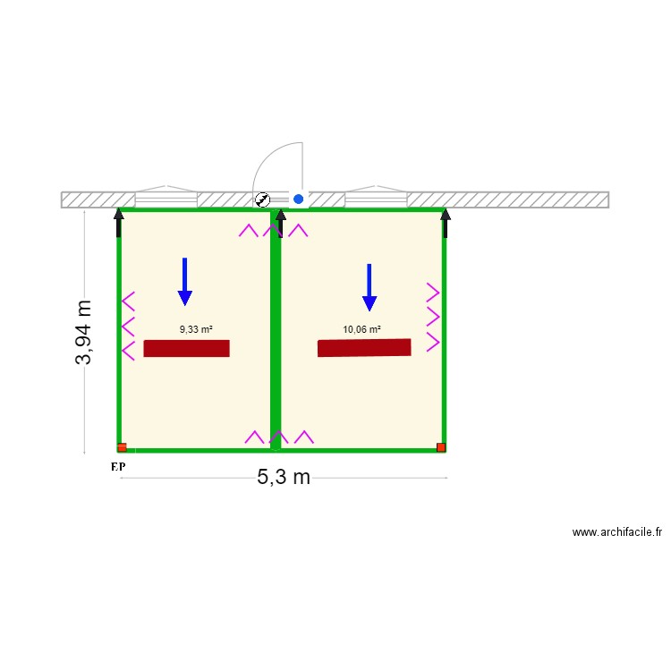 Luc Vertessen-ALJEZUR. Plan de 2 pièces et 19 m2