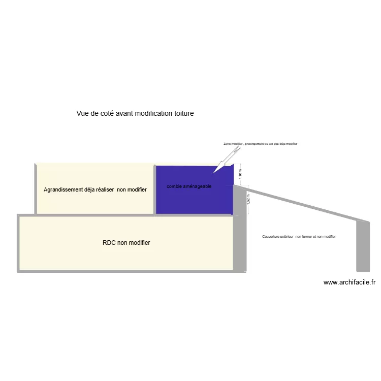vue de coté modifier. Plan de 3 et 65 m² vue de coté modifier. Plan de 3 et 65 m²