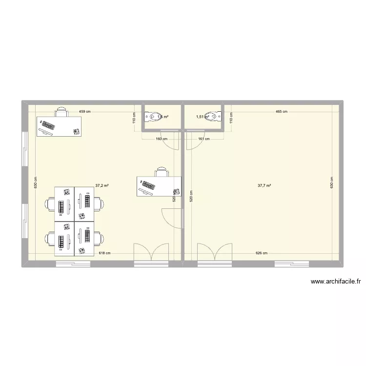 Bureaux 2 faces V1. Plan de Bureaux 2 faces V1. Plan de