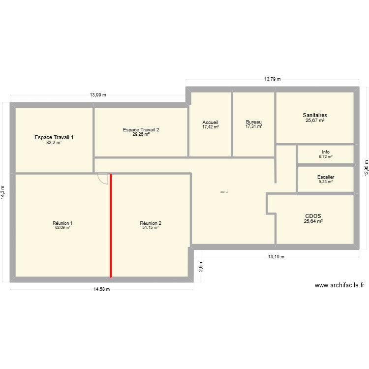 District Mai 25 bis. Plan de 11 pièces et 336 m2
